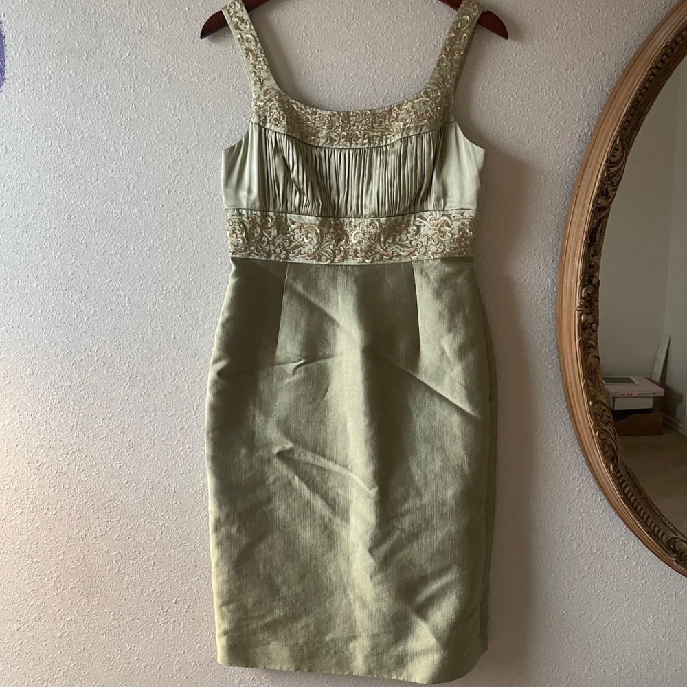 Vintage 90s / 2000s‎ Soft Green Silk Boho Cocktail Evening Gown